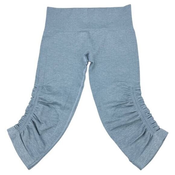 LULULEMON In The Flow Crop II Size 4 Heathered Blue Denim - Picture 5 of 8
